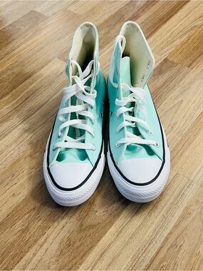 Converse Mint Green and White High Top Sneakers